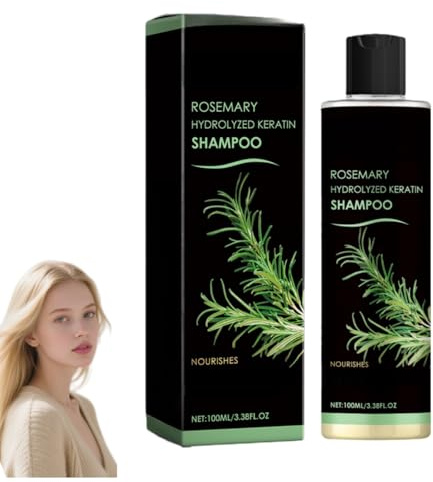 Rosmarin Shampoo mit hydrolysiertem Keratin - Rosmarin Haarwachstum Shampoo für Haarverdünnung für Frauen, Voluminieren & Verdicken Shampoos für Männer & Frauen, Reise Größe Shampoos (1)