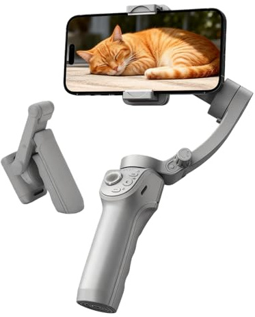 Fabater 3-Achsen-Gimbal-Stabilisator, Telefonstabilisator mit AI-Tracker, Integriertem Einstellbarem Fülllicht und Stativ, Bluetooth-Selfie-Stick für Vlogging