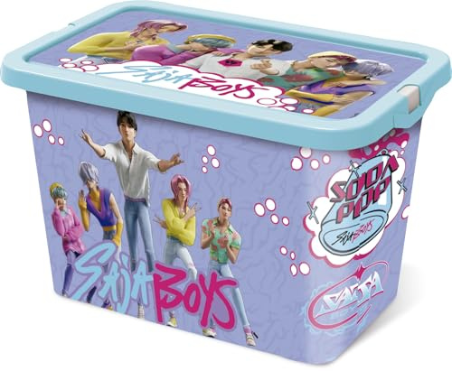 STOR Aufbewahrungsbox für Kinder Kpop Demon Hunters mit Klickverschluss 7 Liter - Mehrzweck Kunststoff Organizer für Spielzeug und Kinderzimmer
