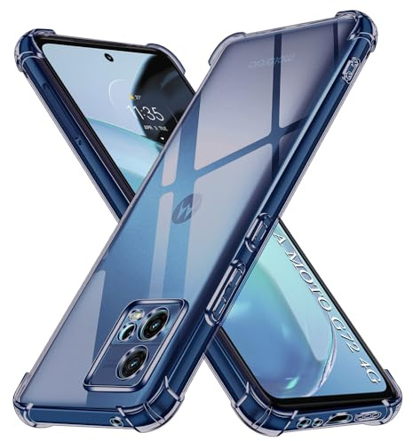 Techsuit für Motorola Moto G72 Hülle mit Soft Touch, Vergilbungsfrei Material, Stoßfest, Luftkissen Ecken, Erhöhte Kanten, Kabelloses Laden Kompatibel, Shockproof Clear Silicone, Rauchschwarz