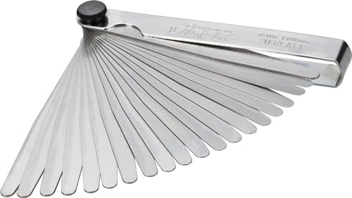 ViGOR V1714 Fühlerlehren-Satz I 20 Blatt, Blätter konisch zulaufend, Schlüsselweite: 0,05 – 1,00 mm I zum Prüfen von Spaltmaßen, Kontaktabständen oder Zwischenräumen