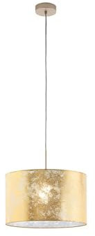 EGLO Pendelleuchte Viserbella, 1 flammige Hängelampe Vintage, Hängeleuchte aus Stahl und Textil in Champagner, Gold, Esstischlampe, Wohnzimmerlampe hängend mit E27 Fassung, Ø 38 cm