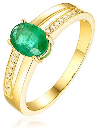 Beydodo Ring Gold 750 Oval Smaragd 0.56ct Verlobungsringe für Damen mit Diaman