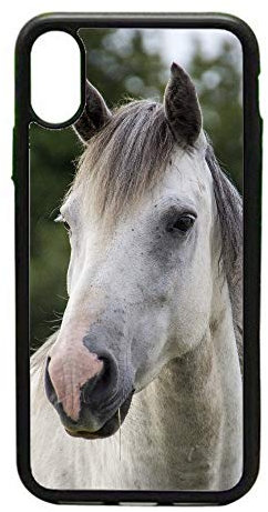 Coque pour Huawei P30 Lite Coque Cheval Blanc - tête de Cheval - Coque Noire TPU Souple (P30 Lite)