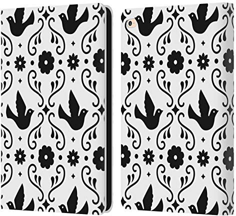 Head Case Designs Offizielle Haroulita Vogel Muster Schwarz Und Weiss 5 Leder-Wallet-Hülle Kompatibel mit Apple iPad Air 2 (2014)