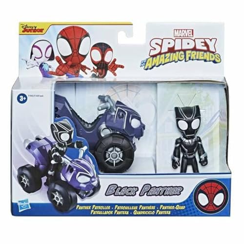 SPIDEY AND HIS AMAZING FRIENDS Marvel Black Panther Action-Figur und Panther-Quad Fahrzeug, für Kinder ab 3 Jahren