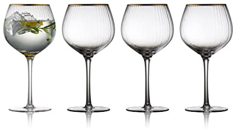Lyngby Glass Palermo Gold 12061 - Set di 4 bicchieri per gin tonic, 650 ml, 650 ml