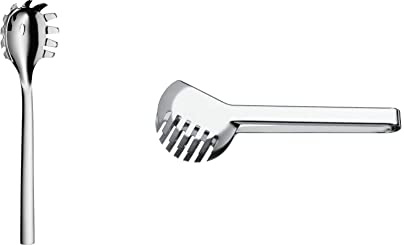 WMF Nuova Nudellöffel 30 cm, Spaghettilöffel, Nudelkelle, Cromargan Edelstahl poliert & Bistro Nudelzange 23 cm, Cromargan Edelstahl poliert, ideal auf für Salat oder zum Servieren von Gemüse