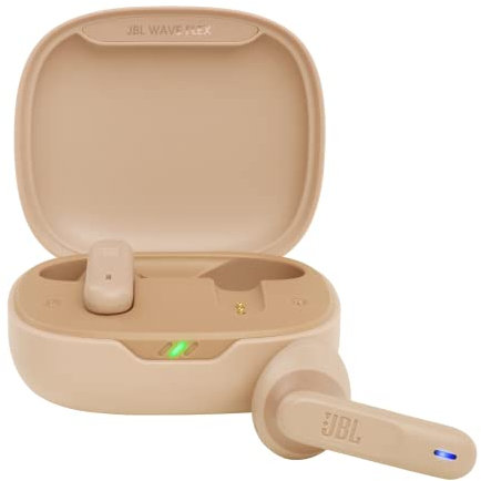 JBL Wave Flex, Écouteurs Intra-Auriculaires Sans Fil, Resistance à l'Eau IP54 et IPX2, Technologie TalkThru et AmbientAware, Autonomie de 32 heures, en Beige