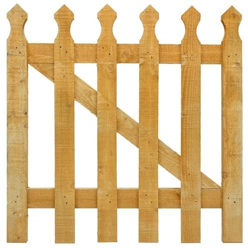 PaMeer 3x3ft Elegant Wooden Garden Gate - Decorative Design Wicket Gate, FSC Certified Wicket/Picket Garden Wood Timber Gate, Decorative Garden Gate, Golden Brown