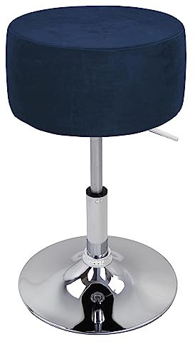 XGANGM Velvet Hockerbezug Rund Durchmesser 33.5cm H17cm Rund Barhocker Hussen Bezug stuhlhussen barhocker rund Stretch Stuhlbezug Schonbezug Protector für Home Büro Bar,Navy Blue,2PCS 34x14cm
