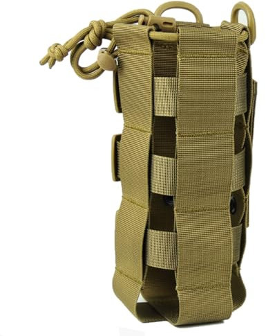 Poche de Bouteille d'eau Tactique Ajustable Poches pour Sac à Dos Porte-Bouteille Molle Sac d'eau en Nylon Noir avec Sangle pour l'extérieur Marche Camping voyageant (Marron)