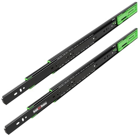 KOTARBAU® Schubladenschienen 500mm Push to Open Schubladenauszüge aus Stahl Schwarz Schwerlastauszug Schubladen Schienensystem Auszugsschienen Schiene Gleitschienen Teleskopschienen