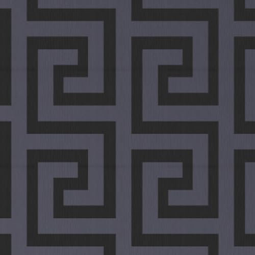 Rokya Greek Key Grey/Black Wallpaper AL1097
