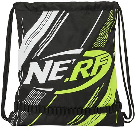 Nerf GET READY - Grand sac à dos plat, idéal pour les enfants de différents âges, confortable et polyvalent, qualité et résistance, 35 x 1 x 40 cm, couleur noire, Noir, Estándar, Décontracté