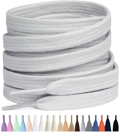 Stepace 2 Paar Baumwolle Flache Schnürsenkel, 8 mm Schuhbänder für Sneakers | Reißfeste Schnursenkel für Sportschuhe, Turnschuhe, Tennisschuhe, Doppellagig gewebte, 90cm-180 cm Länge, 22 Farben
