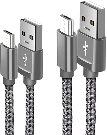 Micro USB Cable, Android Charger Cable Fast Charging Nylon Braided Lead for Samsung Galaxy S7 Edge S6 S5 J7 J6 J5 J3 Note 5 A6 A10, Huawei Y7 Y6, Kindle, Xbox, PS4 (1M+2M)