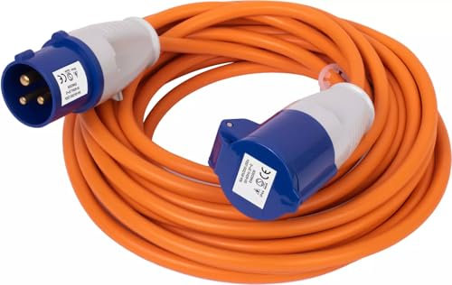 Quest Leisure 25M Heavy Duty Extension Lead – IP44 Weatherproof, 2.5mm Core, Outdoor Caravan Hook-Up, Motorhome & Camping Power Cable, High-Visibility Orange, NCC Compliant