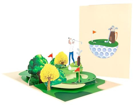 Wjelet Golf Geschenke Pop Up Karte, 3D Geburtstagskarte Golf, Hole in One Grußkarte, Turniersieg Glückwunschkarte, für Golfer, Kollegen, Vatertagskarte, Ruhestand, Jubiläum, Geschenkidee