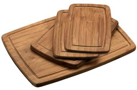KESPER | Schneidbretter - 4er Set, Material: Bambus, Maße: 1x Groß: 38 x 28,5 x H 1,6 cm 1x Mittel: 28,5 x 20 x H 1,6 cm 2x Klein: 25 x 15 x H 1 cm, Farbe: Braun | 59128