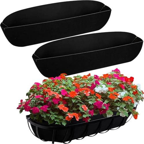 3PCS Fabric Window Box liners-30 inch Fabric Planter Basket Liner-Rectangle Felt Flower Pot Liners-Hanging Plant Basket Fiber Insert for Garden Wall Hanging Planter Flower Vegetables