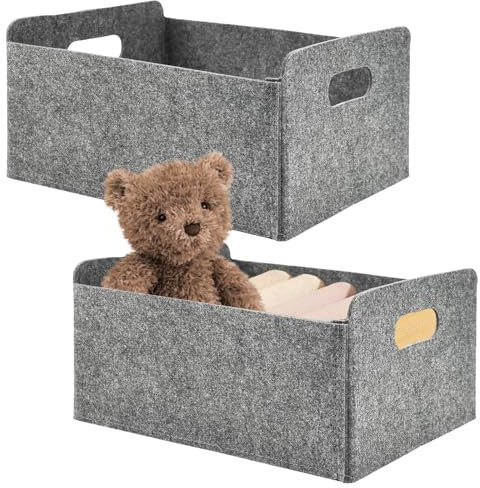 YBCCBY 2 PCS Cesta de Fieltro 31x25x15cm Cesta Organizadora Gris Cesta de Almacenamiento Cesta para Libros y Revistas Cesta de Fieltro para Toallas Cesta Organizadora para Juguetes Ropa