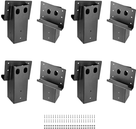 VEVOR Deer Blind Brackets, Outdoor 3.6x3.6 Platform Bracket, Fit 3.5x3.5 In / 88.9x88.9 mm Lumber, 2204lbs/1000kg Capacity Steel Elevator Brackets for Deer Stand, Hunting Blinds, Shooting Shack, 8 Pcs