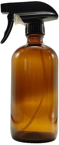 VANTOBEST Botella de vidrio ámbar de 500 ml / 17oz, rellenable, botellas pulverizadoras ajustables para soluciones de limpieza, plantas de aromaterapia