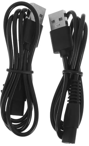 USB Netzkabel für Rasierer 2 Stück, 8-form Anschluss Schwarz | Kupferkern und Gummi, Ersatz Ladekabel, für Elektrische Rasierer zu Hause und Waschbecken