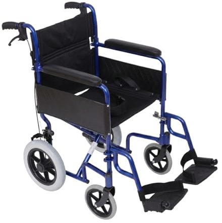 AMW004 Angel Mobility Lightweight Aluminum Folding Transit Travel Wheelchair Net Carry Weight Only 11kg (Blue)