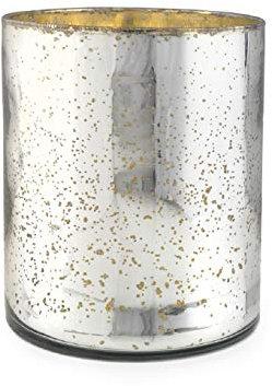 Serene Spaces Living Antik-Silber-Zylindervase, Vintage-Stil, handgefertigt, Quecksilber-Finish für Hochzeiten, Partys, Veranstaltungen, Maße: 19,1 cm hoch und 15,2 cm Durchmesser