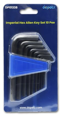 Dapetz ® 10PCs Imperial Hex Allen Key Expert Set Allan Alan Alen 1/16 - 3/8 Hex Keys Set, High-Performance Tool Steel Comes with Handy Clip Case for Storage