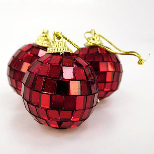 Christmas Concepts® Packung 12-40mm Spiegelkugeln - Disco Baubles - Weihnachtsbaum Dekorationen (rot)