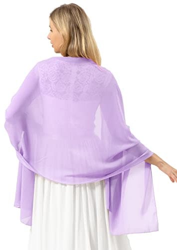 bridesmay Damen Halstuch Sommer Schal Festliche Stola für Abendkleid Hochzeit Chiffon Silk Scarf Lavender S