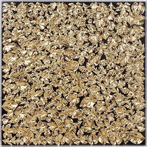 Kare Design Deko Rahmen Gold Leaf, silbernes Blattbild, Wandbild, Wanddeko, Abstrakt Modern, Wohnzimmer, Schlafzimmer, Flur, 120x120cm