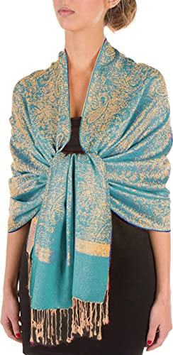 Sakkas 70 x 28 Paisley selbst Design-Schal/Wrap/Stola - TürkisGold