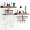 Keebofly Schmuck-Organizer zum Aufhängen an der Wand mit rustikalem Holz-Schmuckhalter für Halsketten, Armbänder, Ohrringe, Ringe, 2 Stück, karbonisiert, Schwarz [patentiert]