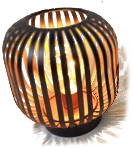 HAB & GUT LED Deko Windlicht Kupfer L238- PULPO Lampe Metall Tischlampe Streifen Batterie Lichteffekt Terrasse Balkon