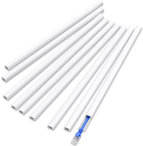 Delamu 3.24M Cable Trunking for 1 Cord,Self-Adhesive Cable Cover for Wires on Wall, Easier Install Wire Hider, Mini Cable Cover Management Raceway, 9X L360mm, W12mm, H8mm, White