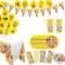 YuChiSX Emoji Party Set für Kindergeburtstag Partydekoration Emoji Geburtstagsfeier Zubehör - Pappteller, Banner, Becher/Tassen, Partytüten, Aufkleber & Tischdecken Smiley, Emoticon Partyset