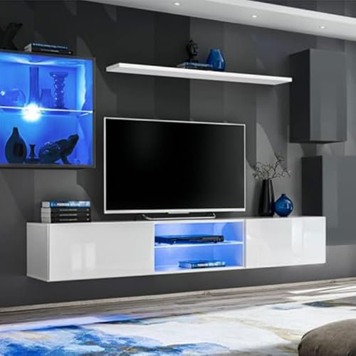 Paris Prix Ensemble Meuble TV Switch XXIII 250cm Gris & Blanc