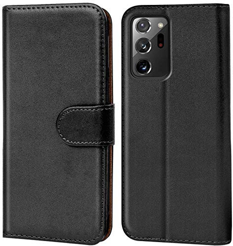 Verco Handyhülle für Samsung Note 20 Ultra Hülle, Klapphülle für Samsung Note 20 Ultra Tasche PU Leder Flip Case Brieftasche, Schwarz