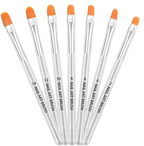 AvoDovA 7PCS Ensemble de Pinceaux à Ongles, Pinceaux Ongles Pinceau Nail Art Brosses, Brosses à Ongles, Pinceau Nail Art Ongles, Pinceau Ongle Gel, Pinceau Nail Art pour Gel UV et Acrylique (B)