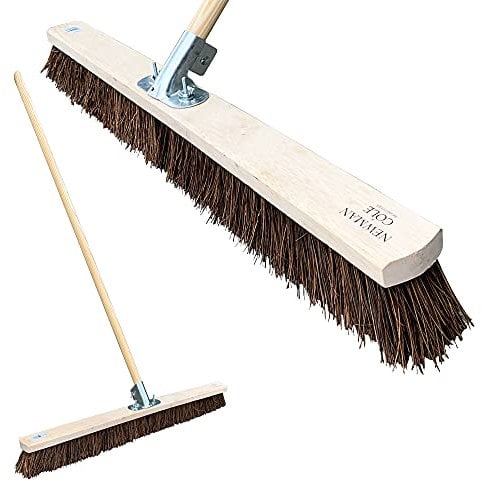 Newman and Cole 36” Wide Broom Outdoor, Extra-Large Heavy Duty Broom Sweeping Brush for Big Yards and Industrial Cleaning (36” Natural Bassine Siff Broom Complete with Handle)…