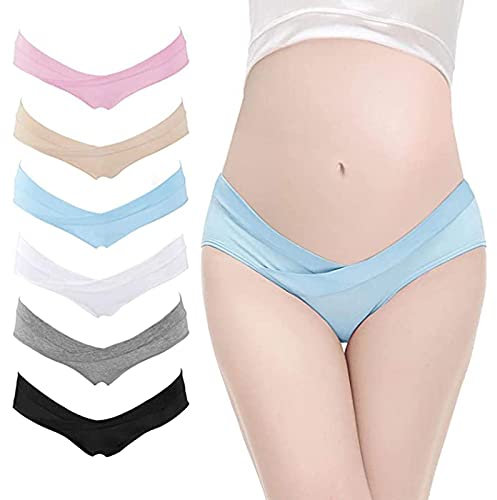 LAOLUO Culotte Maternité en Coton Femmes Taille Basse Doux Respirant Enceintes sous-vêtements de Grossesse Confortable Slip Pas Cher Confortable Lingerie en V Mode Chic Pyjama Lot de 3/6