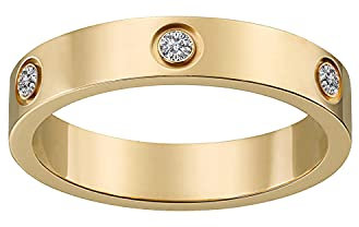RUIQUAN 18K Gold Silver Rose Plated Love Ring Cubic Zirconia Promise Ring Wedding Band Jewelry Birthday Gifts for Women Teen Girls