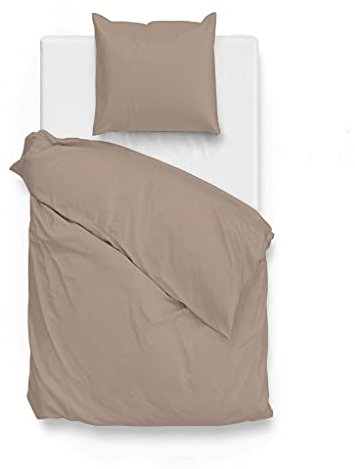 ZO! HOME Bettwäsche Satinado 1 Bettwäsche 135x200cm + 1 Kopfkissen 80x80cm 100% Baumwolle Mako-Satin Praline Brown