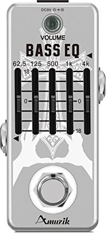 Amuzik Bass EQ Pedal 5 Band Equalizer Pedals for Bass Guitar with 5 Band Graphic Mini Size True Bypass