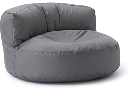 Lumaland Sitzsack Lounge | Sofa-Sitzsack 90 x 50 cm mit Rückenlehne | Indoor & Outdoor Beanbag | Wasserabweisend & Robust | Mit anpassungsfähiger EPS-Füllung | Waschbarer Bezug [Grau]