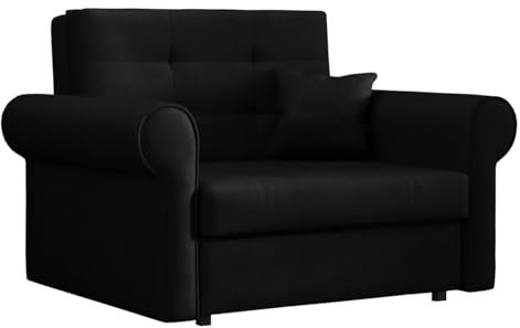 Mirjan24 Schlafsofa Viva Silver I mit Bettkasten, Sofa mit abgerundete Armlehnen, einsitzer Polstersofa mit Schlaffunktion inkl. Kissen, Bettsofa, Farbauswahl, Wohnlandschaft (Kronos 07)